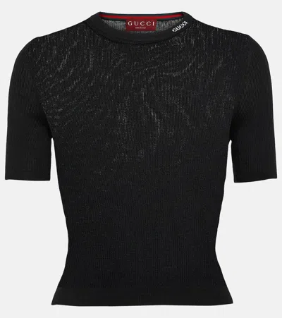 Gucci Extra Fine Wool Blend Top In Black