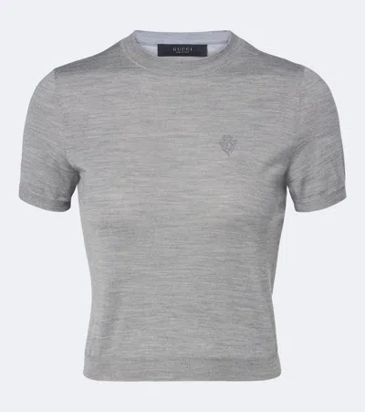 Gucci Wool And Silk Sweater In Gray
