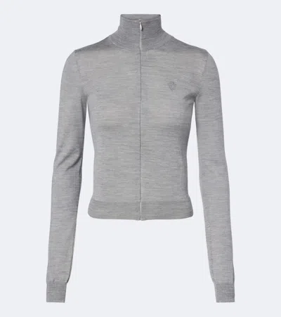 Gucci Wool And Silk Zip-up Sweater In Red