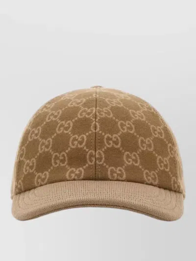 Gucci Wool Baseball Cap Curved Brim Design In Brown