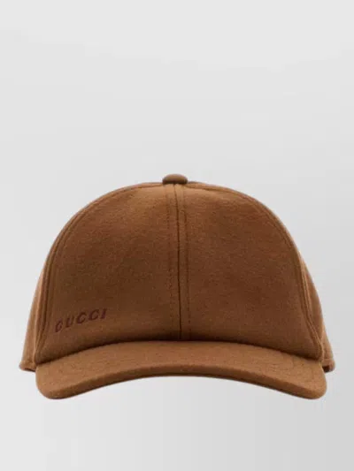 Gucci Wool Baseball Cap Curved Brim Design In Brown