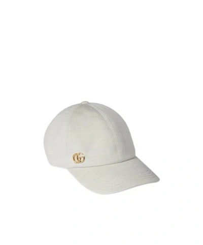 Gucci Wool Baseball Hat With Double G In White