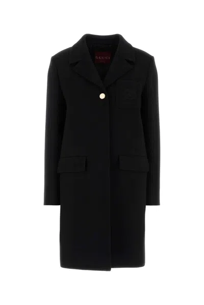 Gucci Wool Batavia Coat With Patch In Black