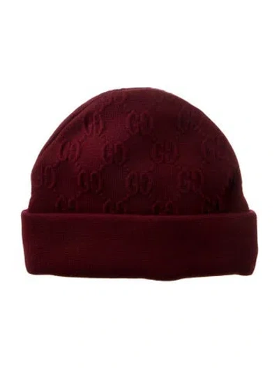 Pre-owned Gucci Wool Beanie In Burgundy