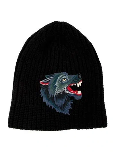 Pre-owned Gucci Wool Beanie Hat In Black