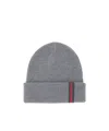 Gucci Wool Beanie With Webbed Ribbon In Gray