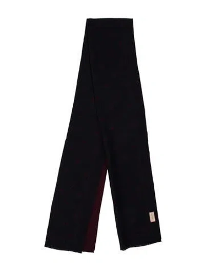Pre-owned Gucci Wool Bee Accent Scarf In Blue