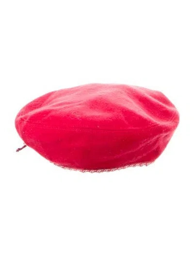 Pre-owned Gucci Wool Beret With Bow In Red