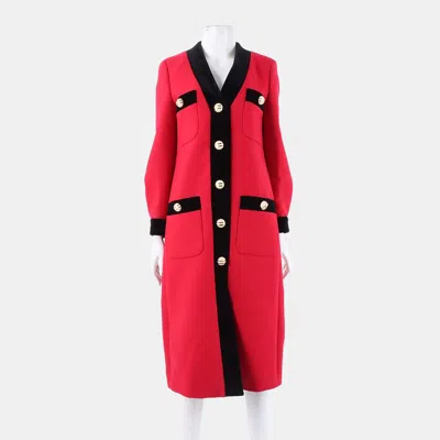 Pre-owned Gucci Wool Black Red Coat