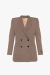Gucci Double-breasted Herringbone Blazer In Brown