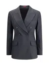Gucci Womens Ardesia Grey Peak-lapel Double-breasted Wool Blazer In Gray