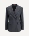 Gucci Womens Ardesia Grey Peak-lapel Double-breasted Wool Blazer In Gray