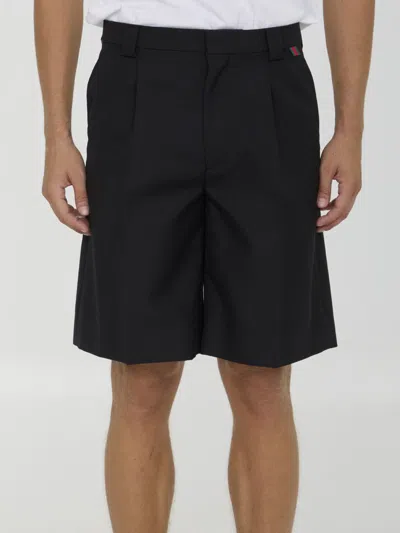Gucci Wool Blend Bermuda Shorts In Black