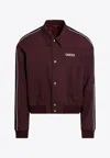 Gucci Collared Jacket Contrast Piping Ribbed Trims In Burgundy
