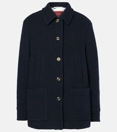 Gucci Wool-blend Bouclé-tweed Coat In Black