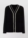 Gucci Wool Blend Cardigan With Contrast Trim And Front Pockets