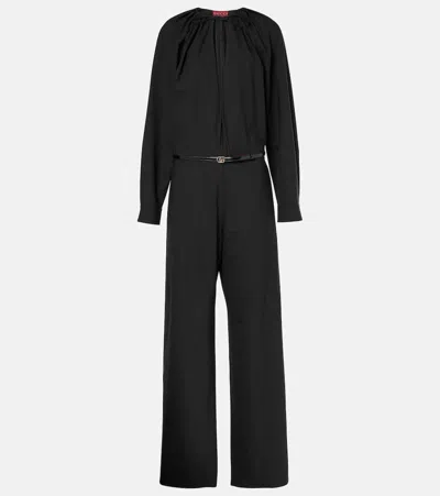 Gucci Wool-blend Jumpsuit In Black