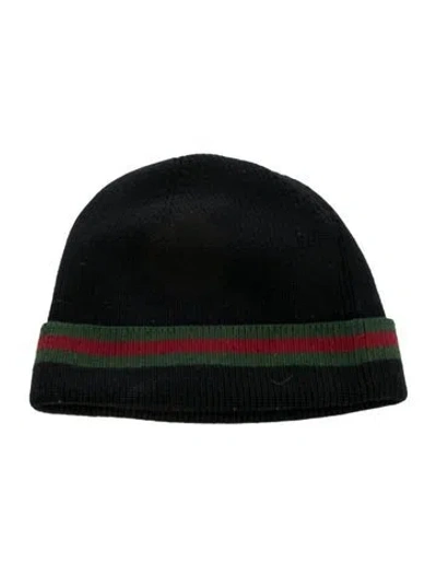 Pre-owned Gucci Wool Blend Knit Beanie In Black
