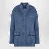 Gucci Wool Blend Melange Aviator Jacket Women In Blue