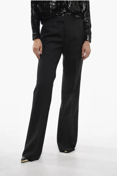 Gucci Wool Blend Palazzo Pants With Hidden Closure In Black