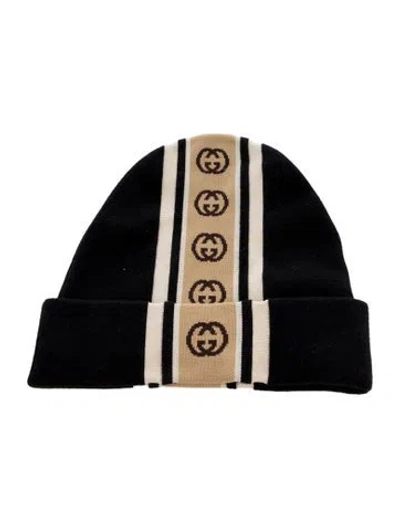 Pre-owned Gucci Wool Blend Pattern Print Beanie