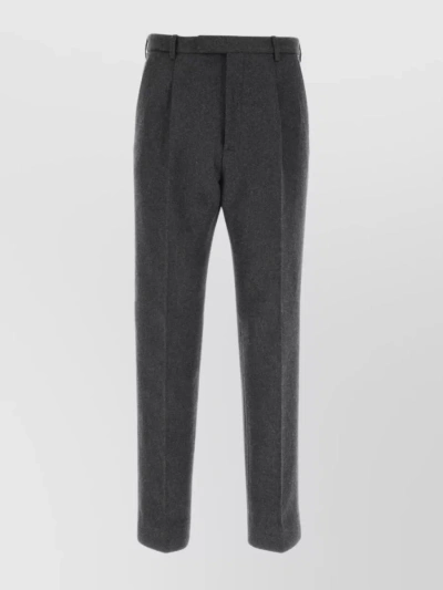 Gucci Wool Blend Pleated Trousers In Grey