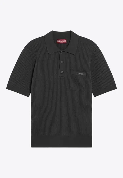 Gucci Wool-blend Ribbed Polo T-shirt In Green