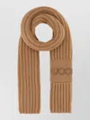 Gucci Wool Blend Scarf Rectangular Ribbed Knit In Brown
