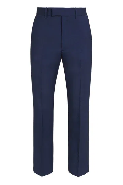 Gucci Wool Blend Trousers In Blue