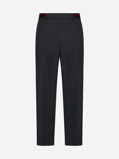 Gucci Wool-blend Trousers In Dark Grey Mix