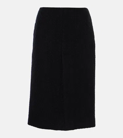 Gucci Wool-blend Tweed Midi Skirt In Black