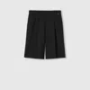 Gucci Black Bermuda Shorts With Web Detail In Wool Man In Black