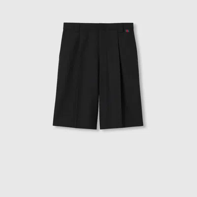 GUCCI GUCCI WOOL BLEND TWILL SHORT WITH WEB