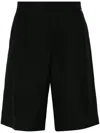 Gucci Black Bermuda Shorts With Web Detail In Wool Man In Animal Print