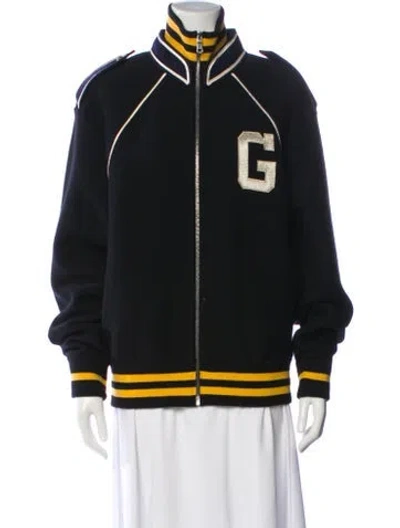 Pre-owned Gucci Wool Bomber Jacket In Blue