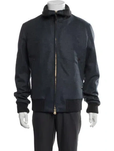 Pre-owned Gucci Wool Bomber Jacket In Blue