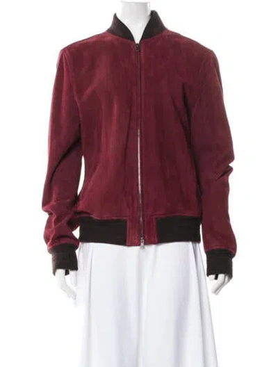 Pre-owned Gucci Wool Bomber Jacket In Burgundy