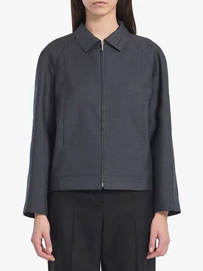 Gucci Wool Bomber Jacket In Grey
