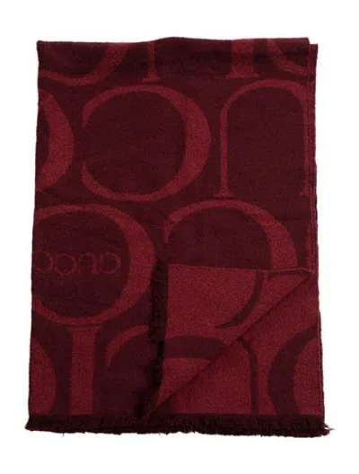 Pre-owned Gucci Wool Bouclé Blanket In Burgundy