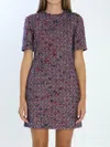 Gucci Textured Wool Dress Featuring Signature Buttons In Multi