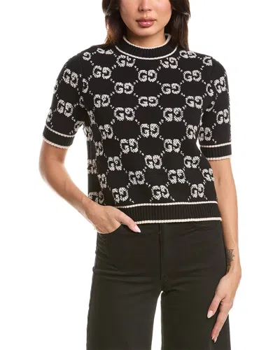 Gucci Wool Boucle Jacquard Sweater In Black