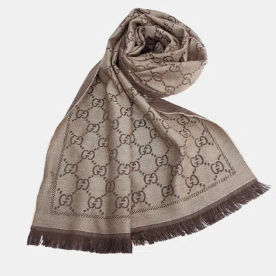 Pre-owned Gucci Wool Brown Scarf