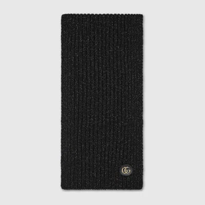 Gucci Wool Cable Knit Scarf In Black