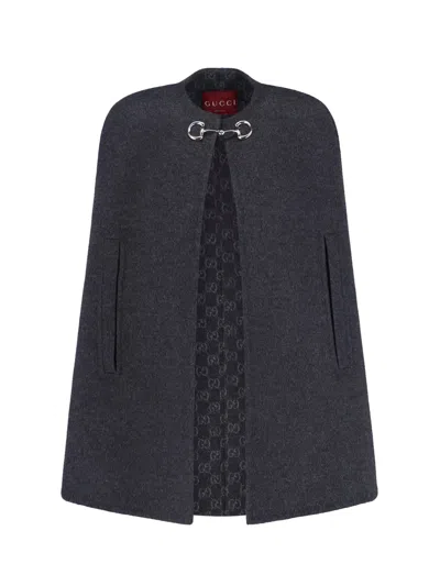 Gucci Wool Cape In Black
