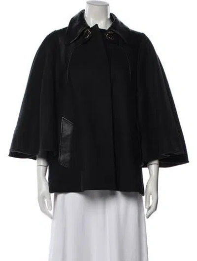 Pre-owned Gucci Wool Cape In Black