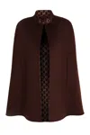 Gucci Horsebit Wool-blend Cape In Brown