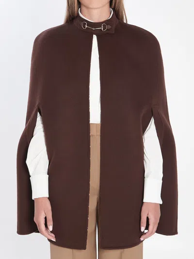 Gucci Wool Cape In Brown