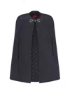 Gucci Reversible Wool Cape With Horsebit Detail In Gray