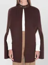 Gucci Brown Cape With Iconic Clamp And Gg All-over Motif Interior In Wool Woman In Brown