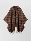 Gucci Wool Cape With Fringe And Open Front